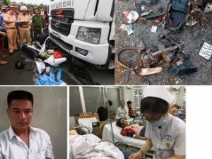 vu xe container tong 4 nguoi tu vong  bat tam giam tai xe